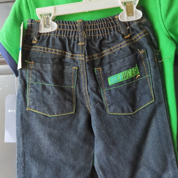 Rocawear 24 Months Fern Green Shirt & Jeans Blu 2 Piece Outfit Set New With Tags - Picture 10 of 16